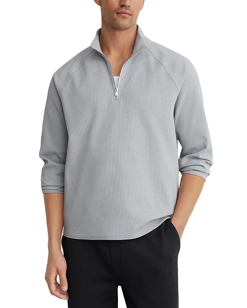 Lennox Half Zip Waffle Knit Sweatshirt by Reiss