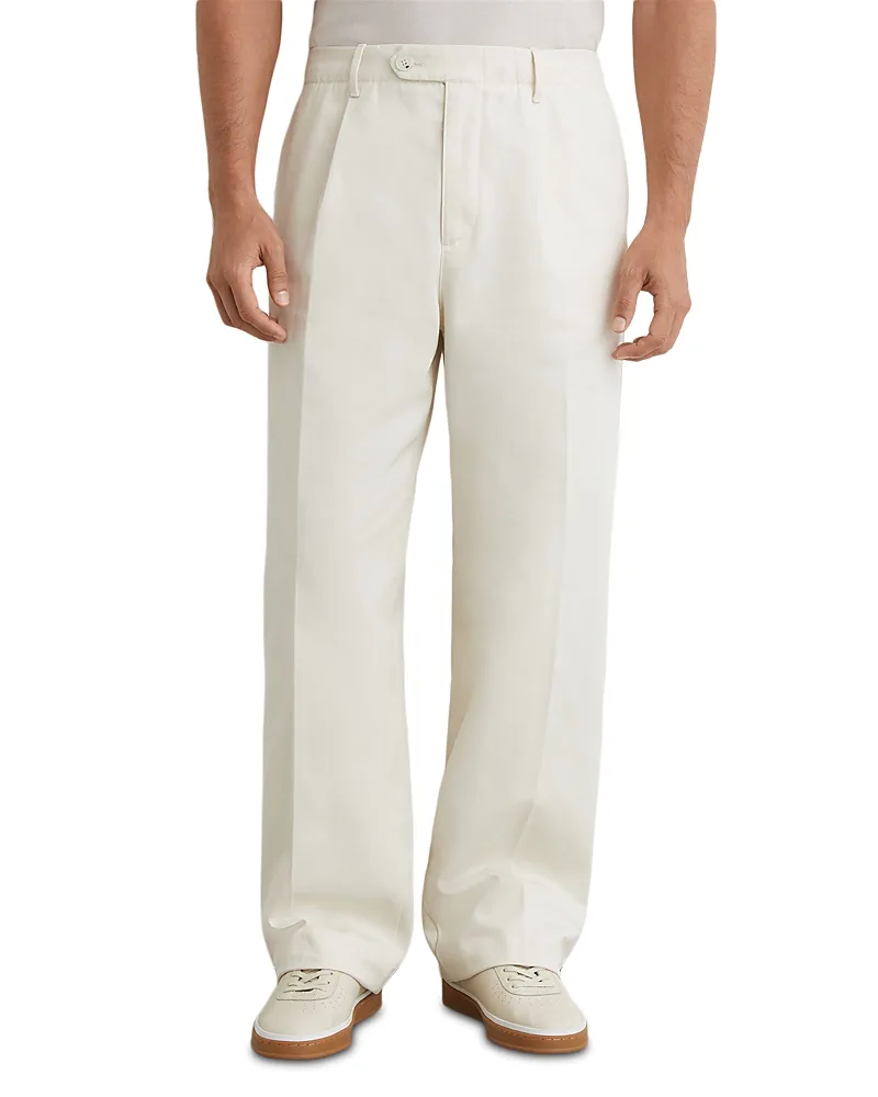 Look Cotton Pleated Pants - Stone by Reiss