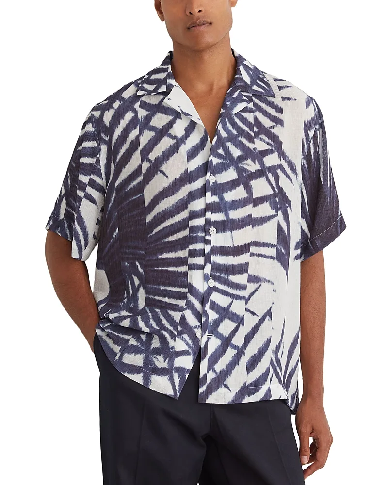 Shindora Palm Print Cuban Collar Shirt