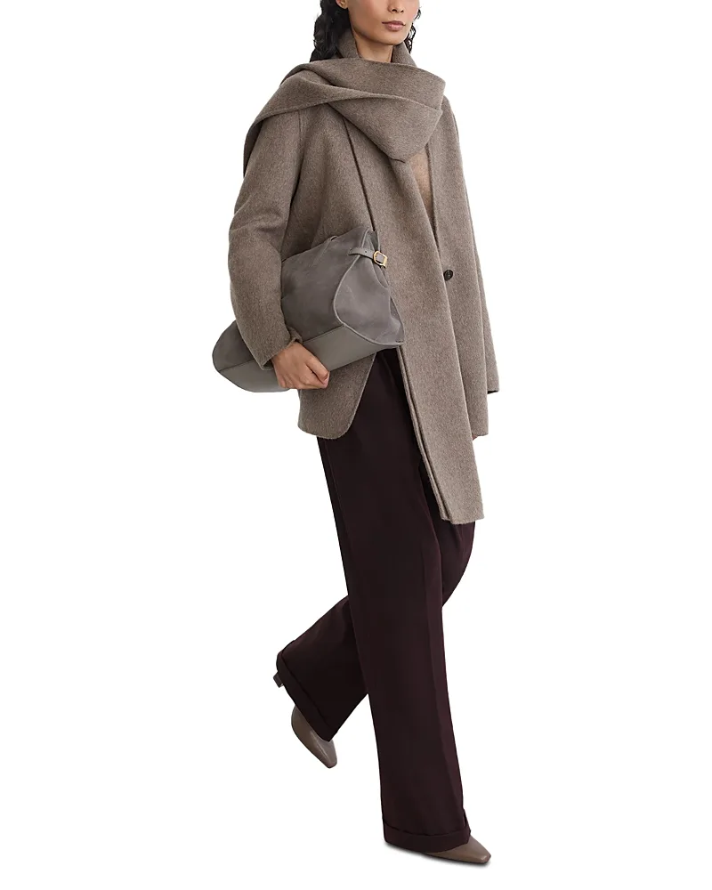 Lori Wool Blend Collarless Coat by Reiss