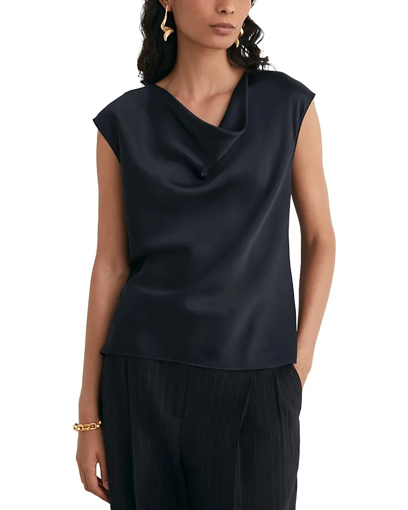 Cate Silk Cowlneck Top by Reiss