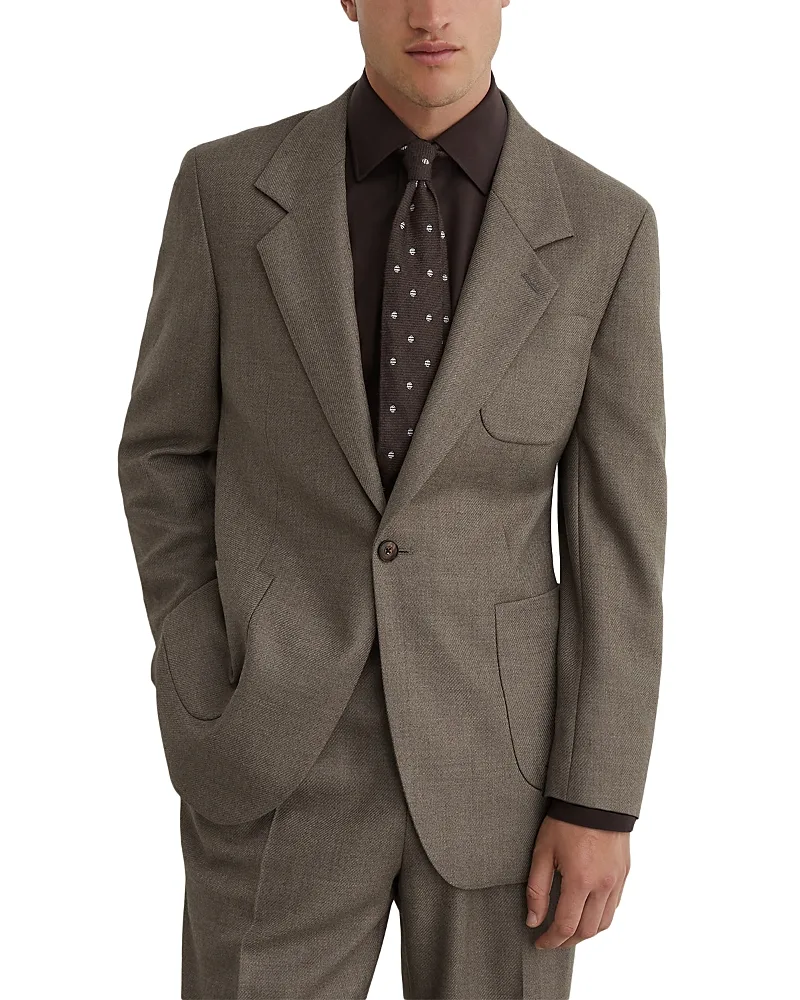 Terrain Wool Blend Relaxed Fit Twill Blazer by Reiss