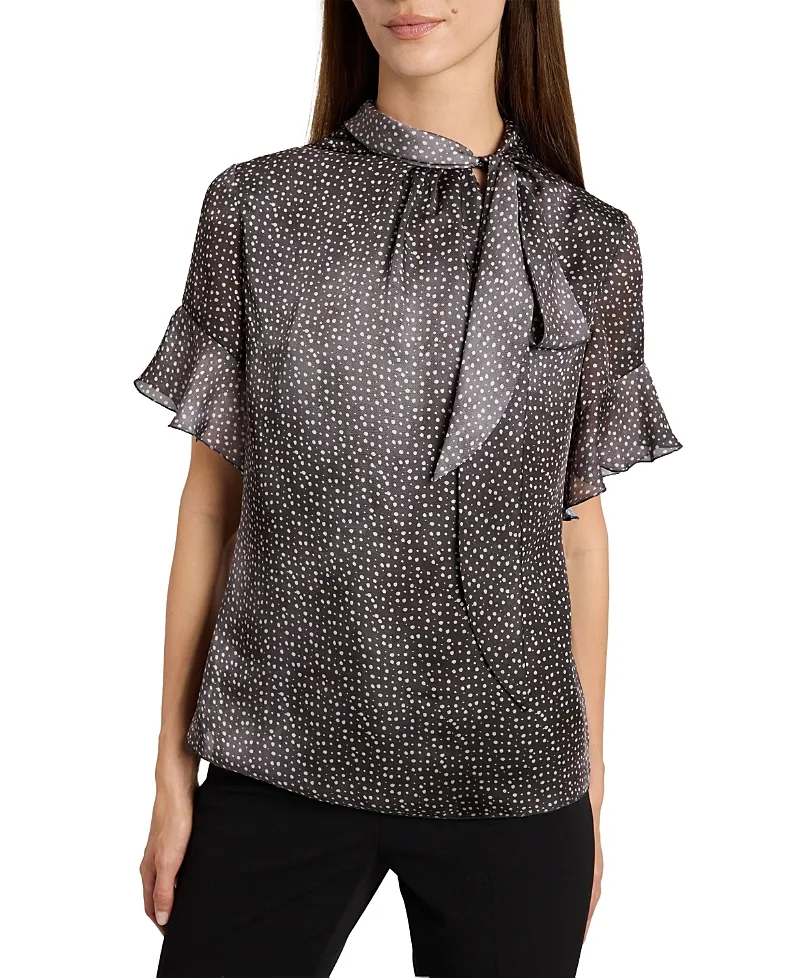 Athena Blouse with Short Flutter-Sleeves by Santorelli