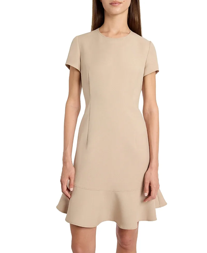 Moira Soft Stretch Crepe Cap Sleeve Flounce Dress by Santorelli