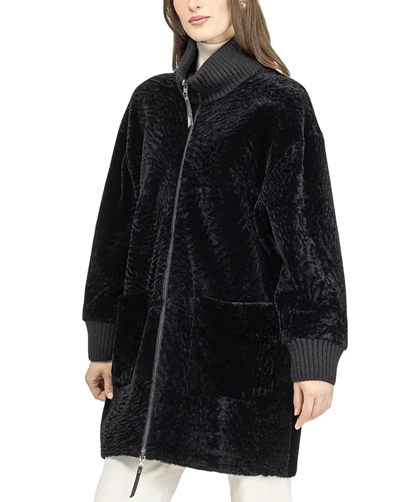 Reversible Textured Shearling Lamb Jacket by Gorski