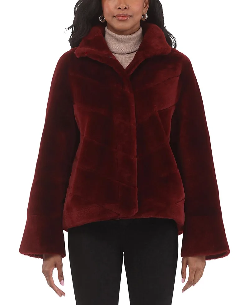 Reversible Merino Shearling Lamb Chevron Jacket with Horizontal Bottom by Gorski