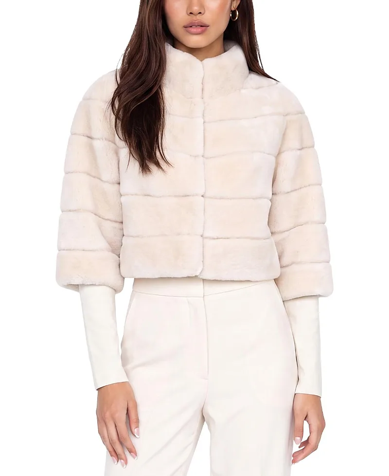 Select Shearling Lamb Bolero with Cropped Sleeves