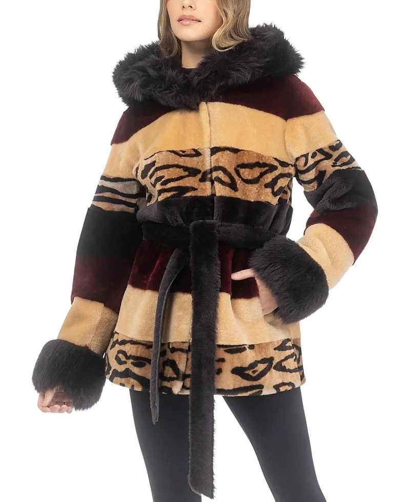 Shearling Lamb Parka with Merinillo Shearling Lamb Hood Trim & Cuffs and Belt by Gorski