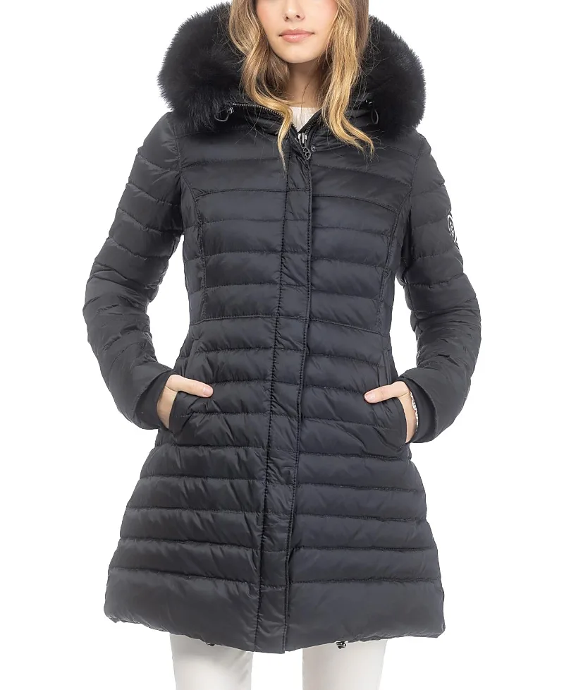 Apres-Ski Horizontal Jacket with Detachable Toscana Lamb Hood Trim by Gorski