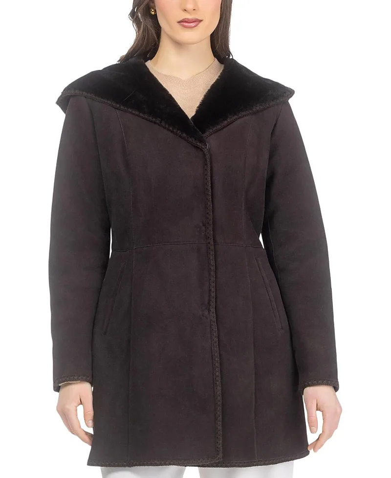 Merino Shearling Lamb Parka with Embroidered Trim by Gorski