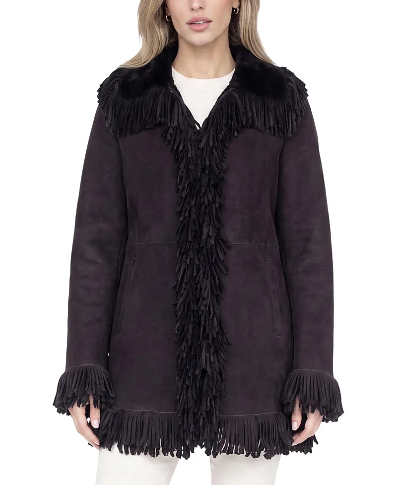 Merino Shearling Lamb Jacket with Fringes by Gorski