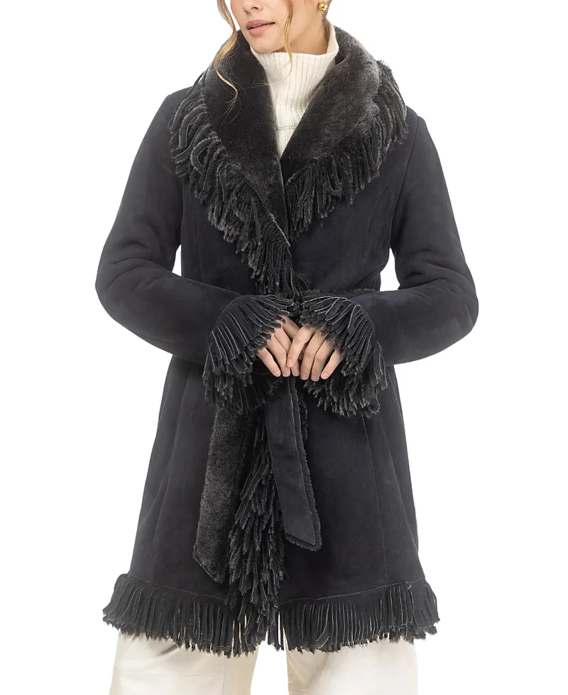 Merino Shearling Lamb Stroller with Fringes by Gorski