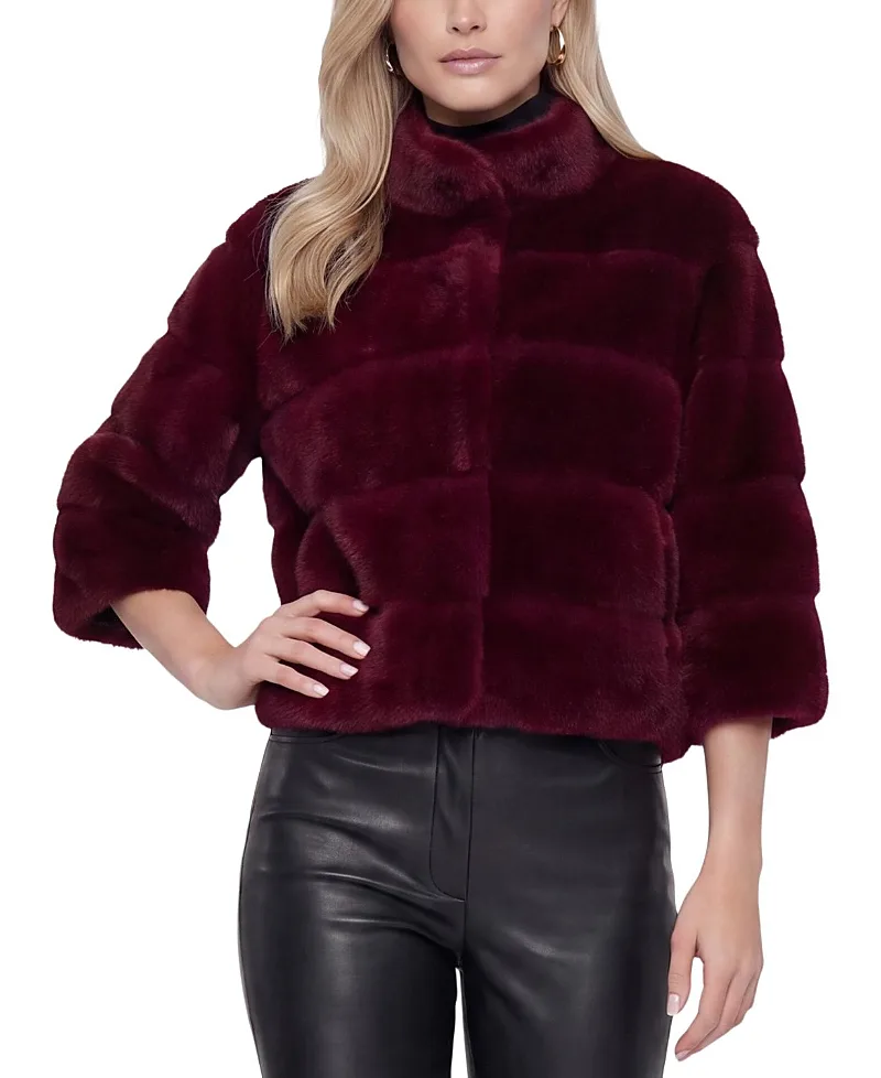 Faux Fur Mink Jacket with Cropped Sleeves by Lyla Grant