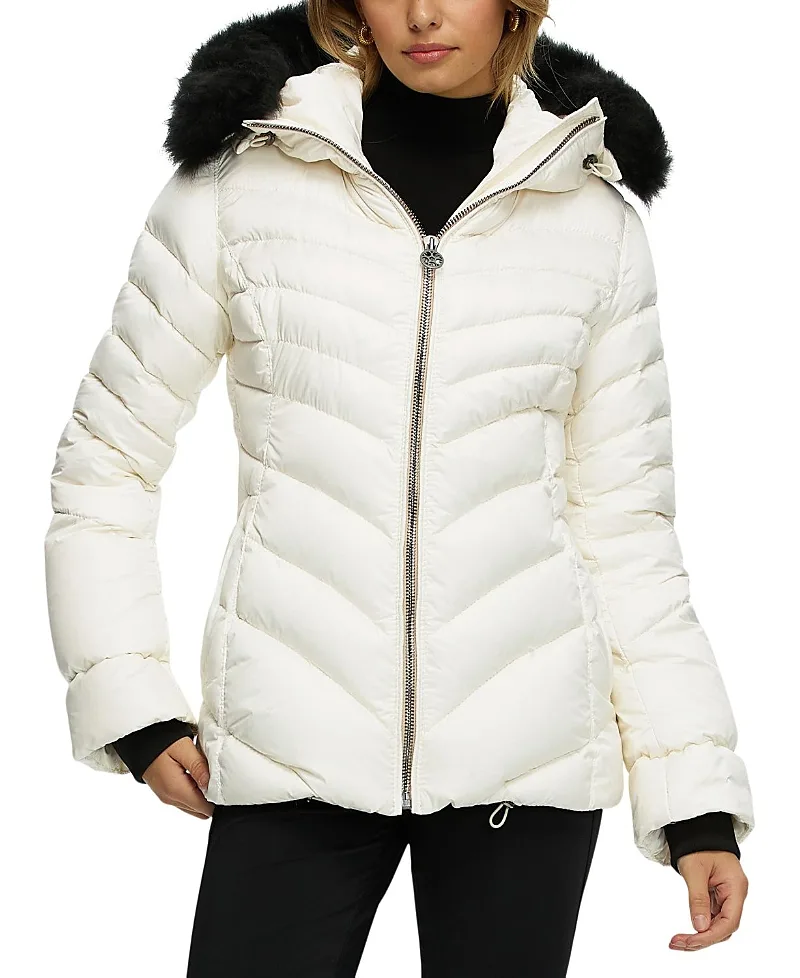 Apres-Ski Chevron Jacket with Detachable Toscana Lamb Hood Trim