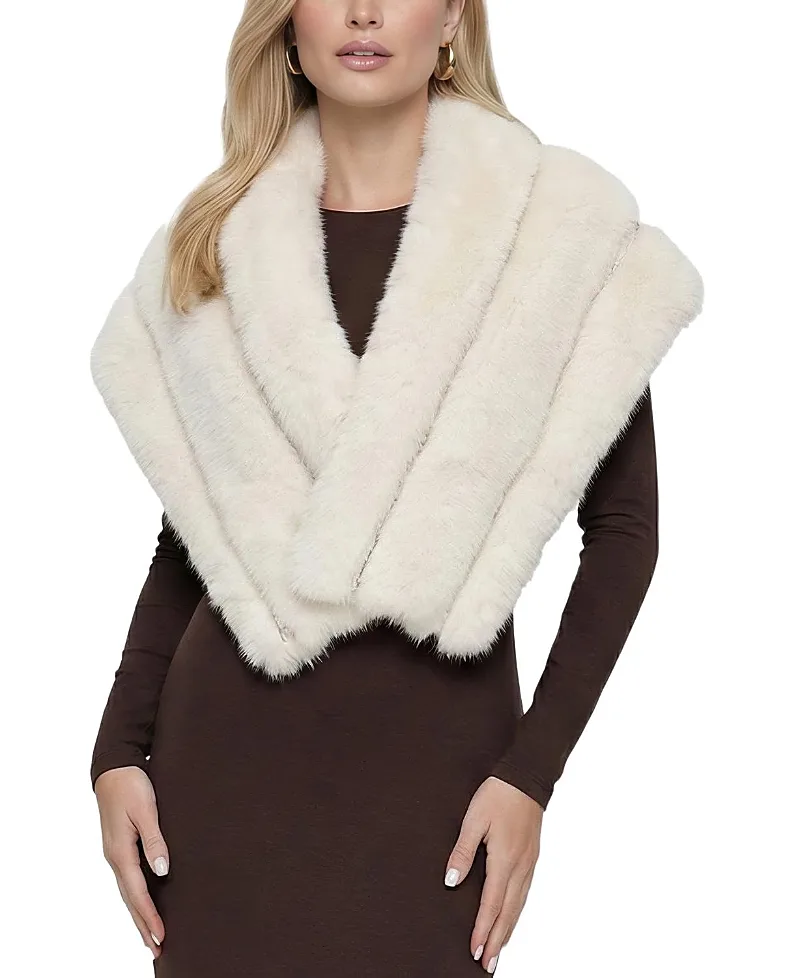 Faux Fur Fox Shawl with Rhinestones by Lyla Grant