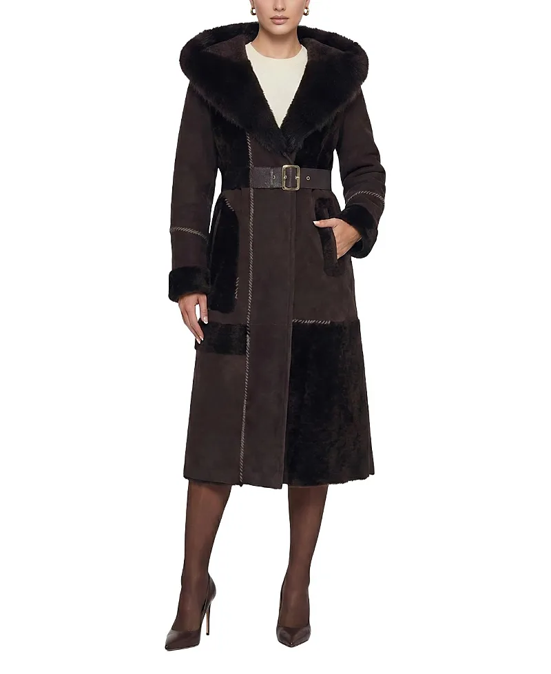 Select Shearling Lamb Parka with Embroidery Stitching and Suede Finish by Gorski