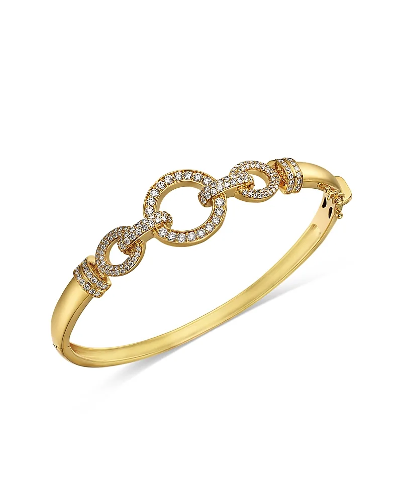 Diamond Pave Bangle Bracelet in 14K Yellow Gold, 1.3 Tcw