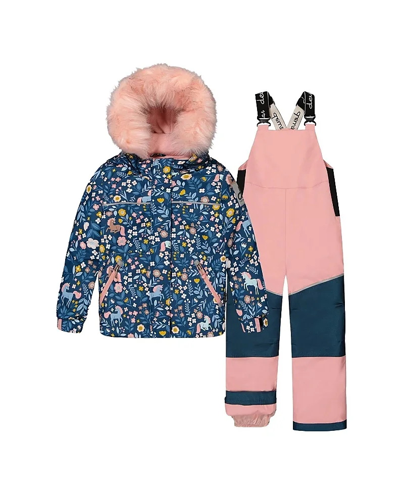 Discover Unicorn Fleece Hood Jacket & Suspender Pants Two Piece Snowsuit by Deux Par Deux