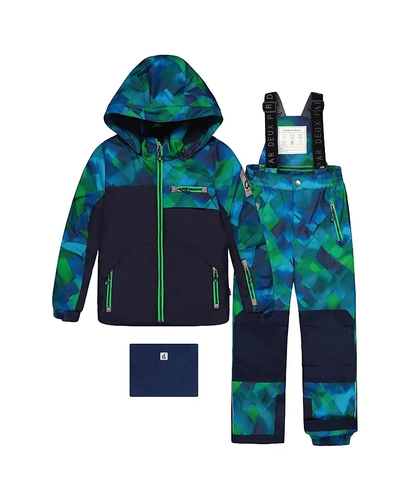 Play Checkered Jacket & Reinforced Pants Two Piece Snowsuit by Deux Par Deux