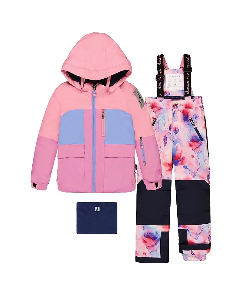 Play Colorblock Jacket & Floral Pants Two Piece Snowsuit by Deux Par Deux