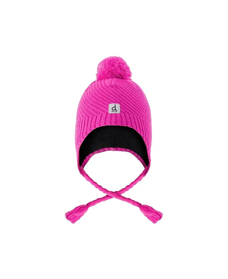 Winter Peruvian Fleece Lined Ear Flap Knit Hat with Pompom by Deux Par Deux
