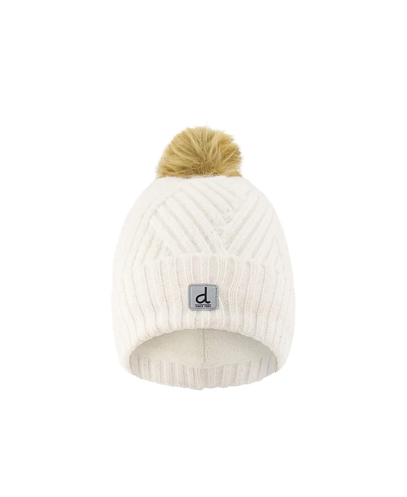 Chevron Fleece Lined Fleece Pompom Winter Knit Hat by Deux Par Deux