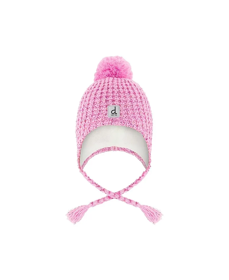 Winter Peruvian Marled Fleece-Lined Pompom Knit Hat by Deux Par Deux