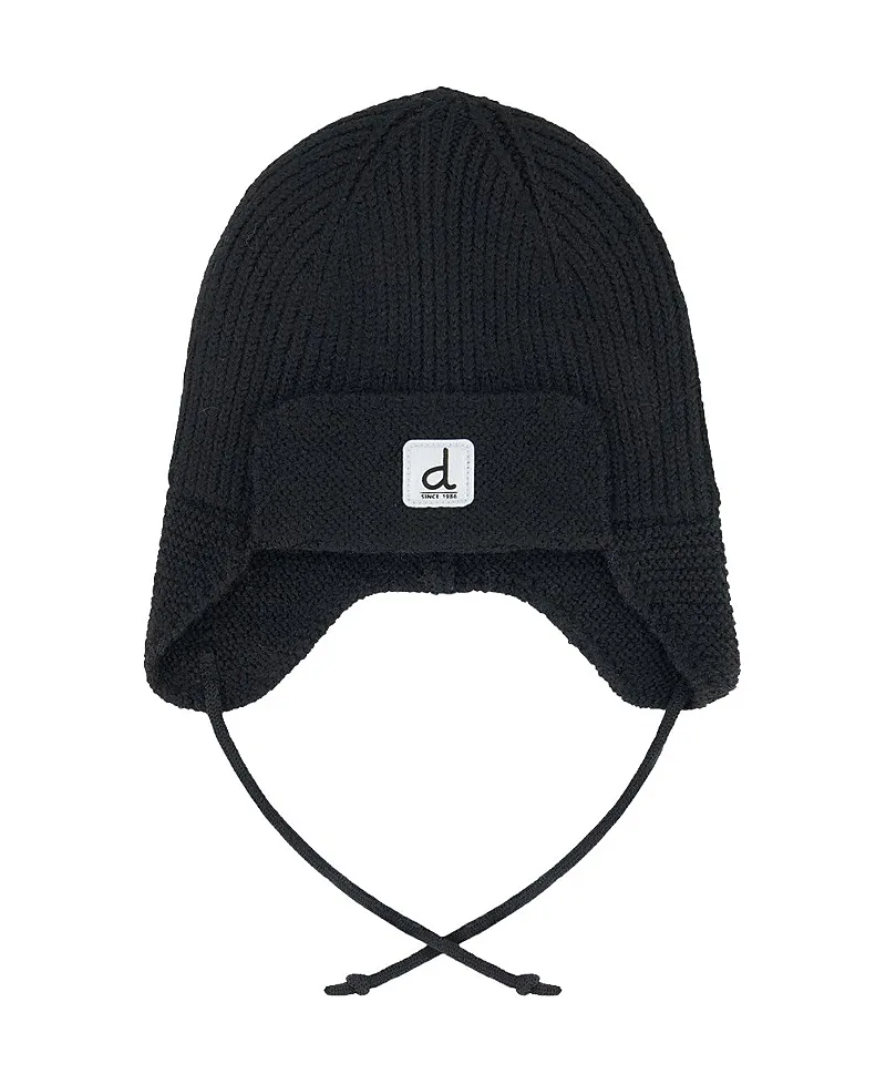 Helmet Ear Flap Chin Tie Fleece Lined Winter Knit Hat by Deux Par Deux