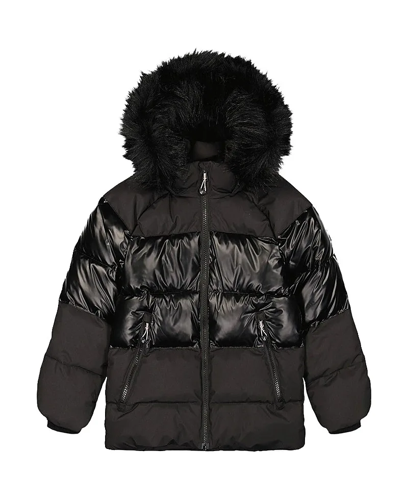 Decorative Pattern Hooded Fleece Lined Winter Jacket by Deux Par Deux