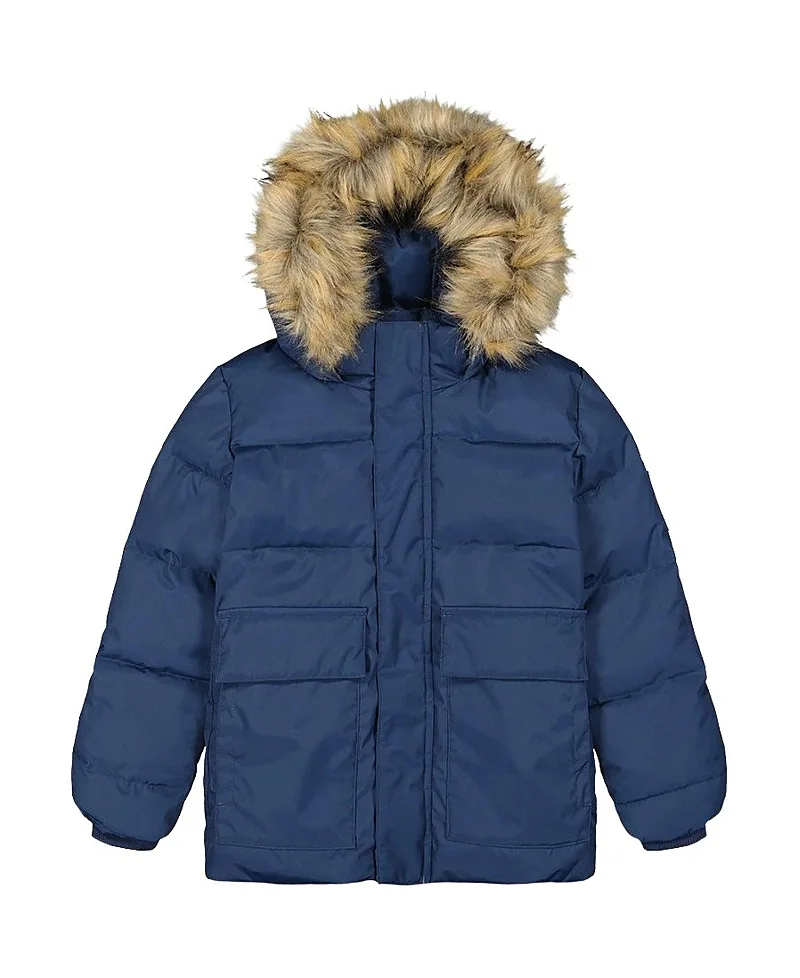 Faux-Fur Hood Insulated Fleece-Lined Winter Jacket by Deux Par Deux