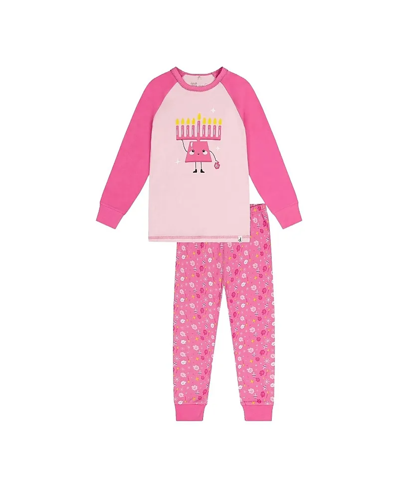 Two Piece Hanukkah Raglan Top Elastic Waist Pants Pajama Set by Deux Par Deux