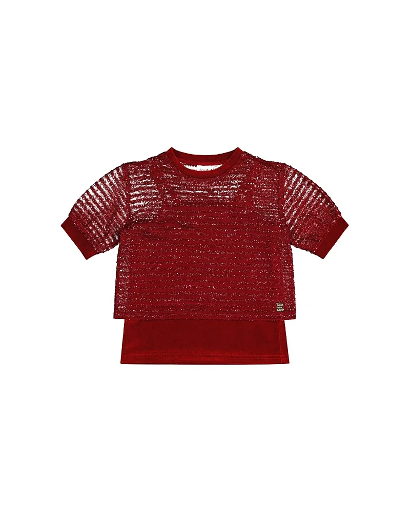 Fake Layering Jacquard Sparkly Top & Cami by Deux Par Deux