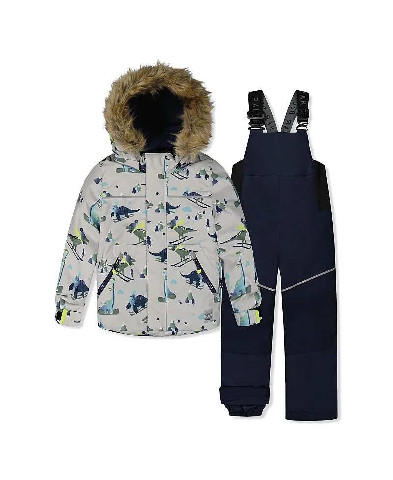 Dinosaur Discover Fleece Jacket Snow Pants Two Piece Snowsuit by Deux Par Deux