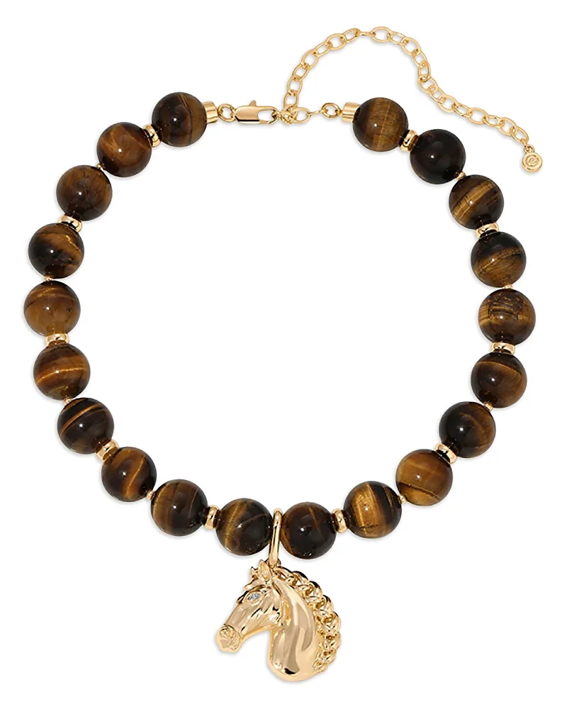 Stallion Tigers Eye Beaded Pendant Necklace, 15.5-20.5 by Ettika