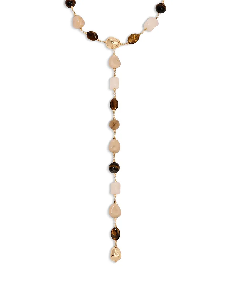 Serene Stone Gemstone Beaded Lariat Necklace, 15-19.5