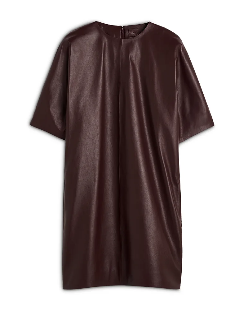 Cocoon Leather Shift Dress by Totême