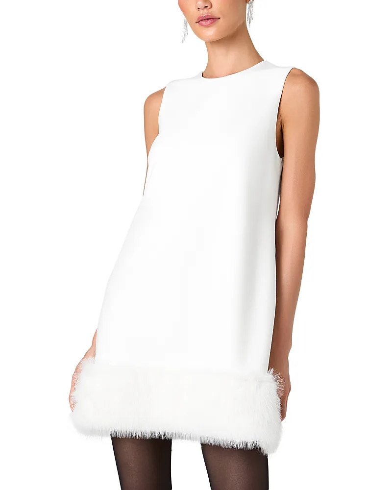Whisper Faux Fur Hem Mini Dress by French Connection