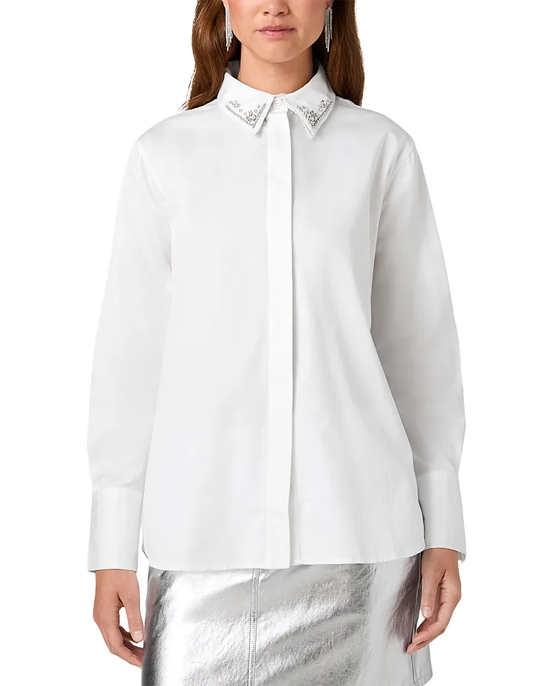 Alexis Poplin Embellished Collar Shirt by French Connection