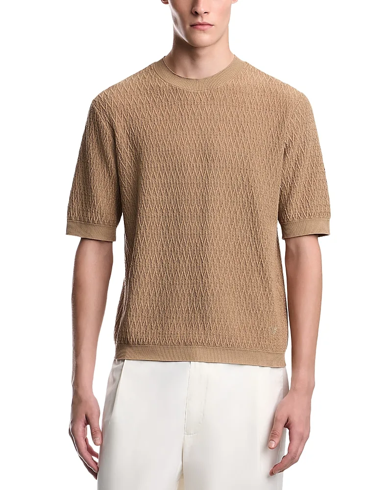 Emporio Armani Chevron Jacquard Short Sleeve Sweater by Armani