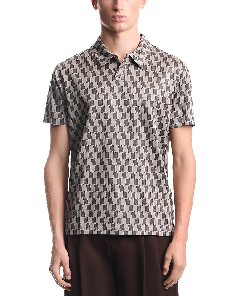 Emporio Armani Check Pattern No Button Jersey Polo Shirt