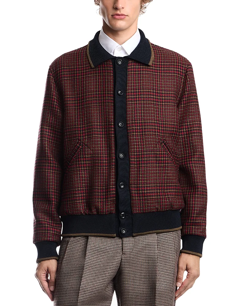 Emporio Armani Wool Plaid Tweed Bomber Jacket by Armani