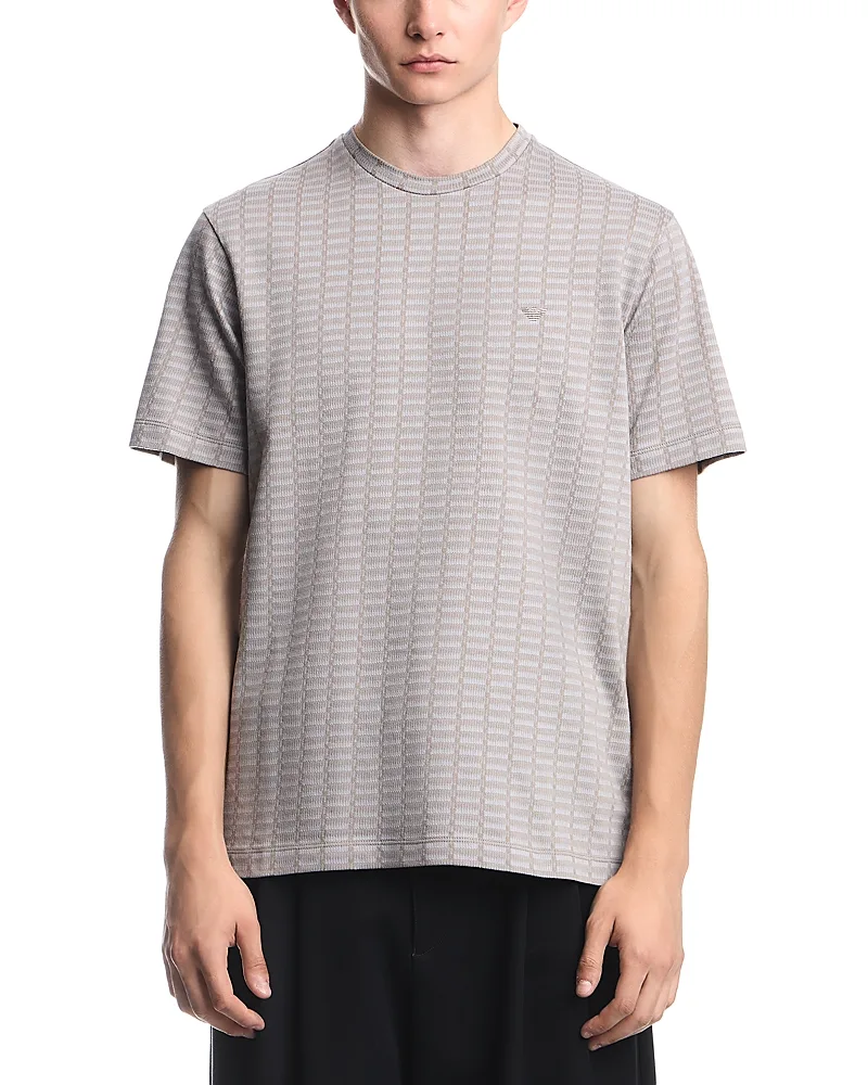 Emporio Armani Jersey Jacquard Knit Effect Cotton T Shirt by Armani
