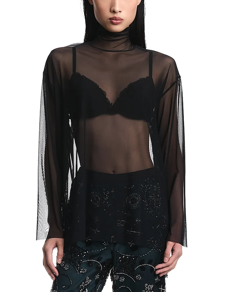 Emporio Armani Sheer Mock Neck Top by Armani