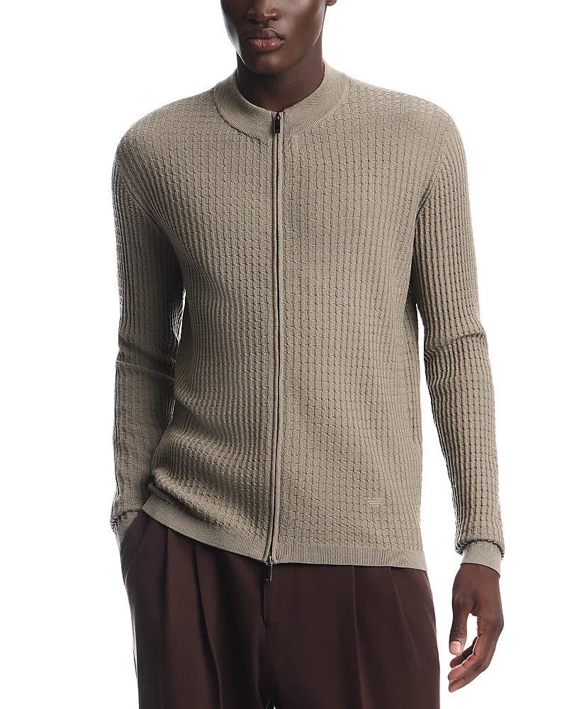Emporio Armani Virgin Wool Fancy Stitch Cardigan by Armani