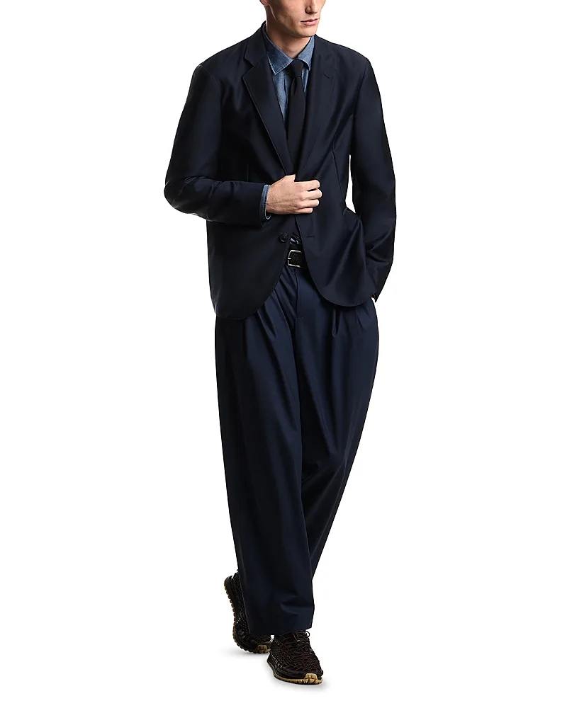 Emporio Armani Single Breasted Virgin Wool & Silk Satin Blazer by Armani