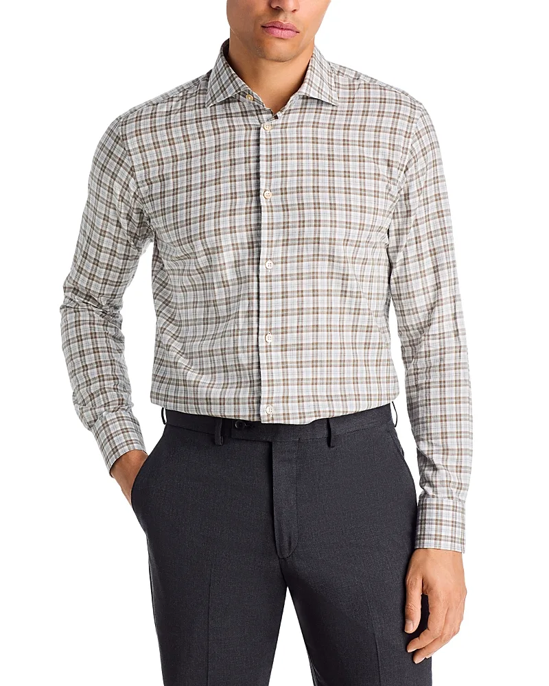 Maurizio Baldassari Santini Spread Collar Plaid Button Down Shirt by Maurizio Baldassari