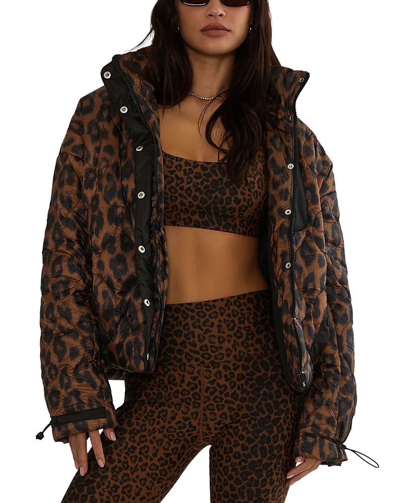 Harvie Quilted Leopard Print Jacket by Beach Riot