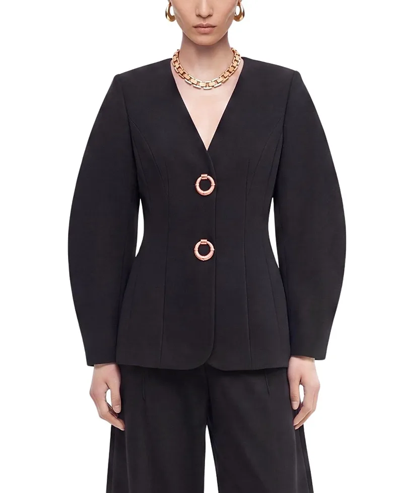 Ring Button Wrap Front Jacket by Nocturne