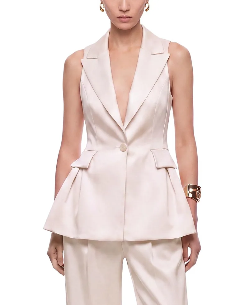 Single Button Peak Lapel Vest by Nocturne