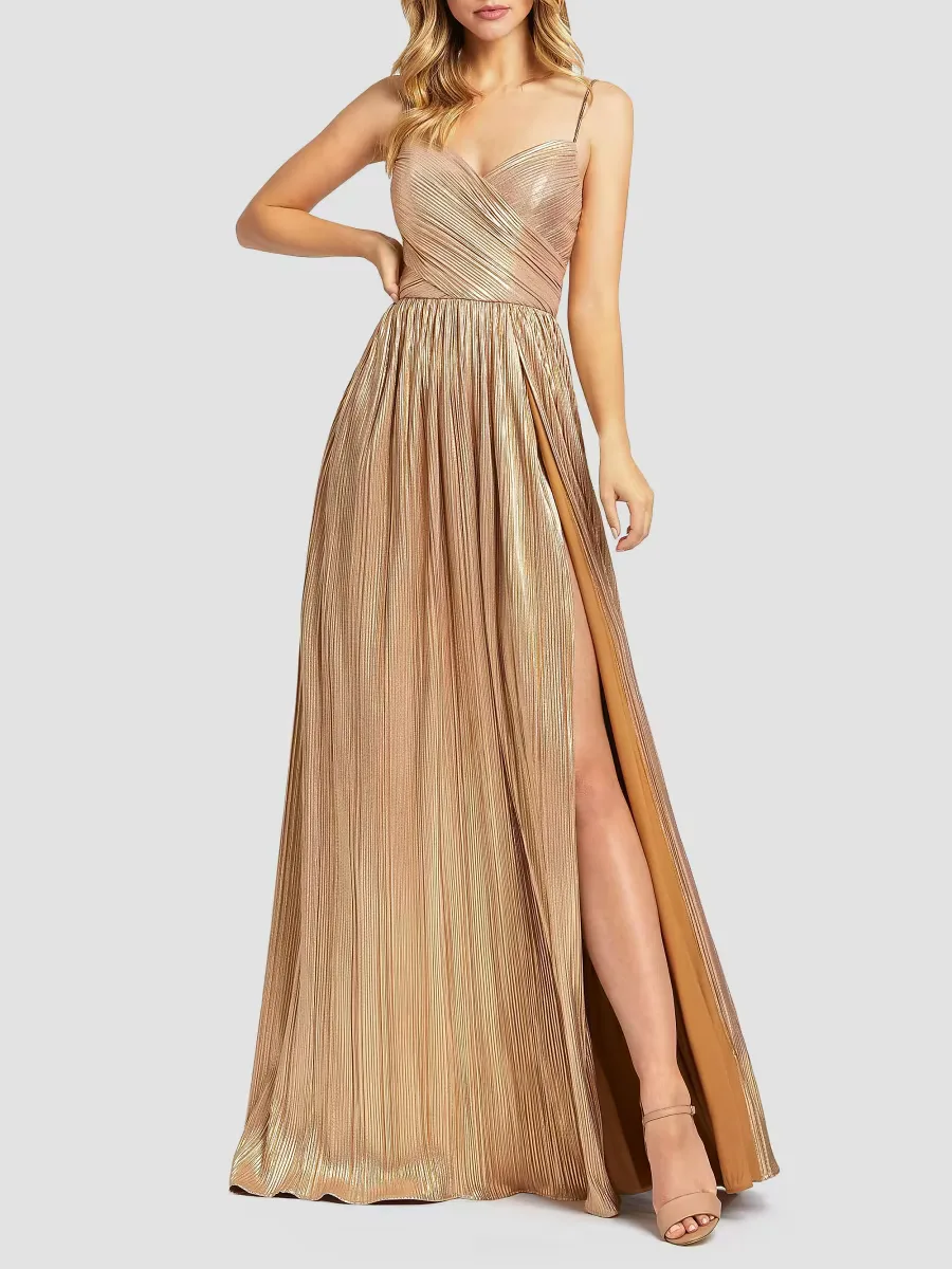 Mac Duggal Metallic Ruched A-Line Gown by M.A.C.
